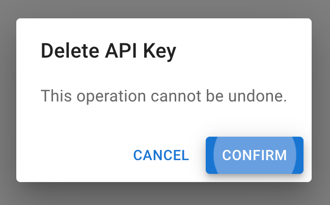 Confirm API key revocation